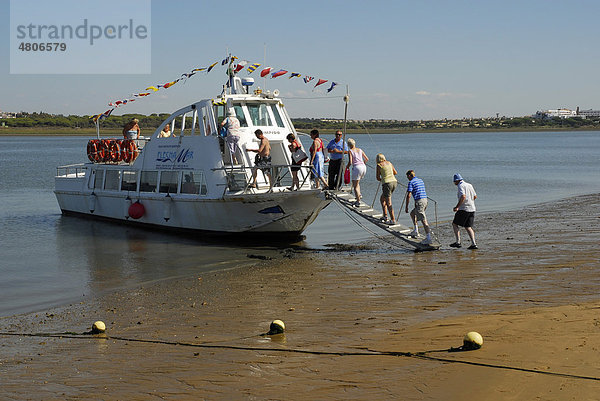 Ausflug per Boot auf dem Rio Piedras Fluss  Nueva Umbria Landzunge  Cartaya  Costa de la Luz  Huelva Region  Andalusien  Spanien  Europa
