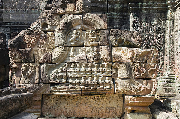 Steinrelief am Ta Som Tempel  Angkor Tempel  Siem Reap  Kambodscha  Indochina  Südostasien