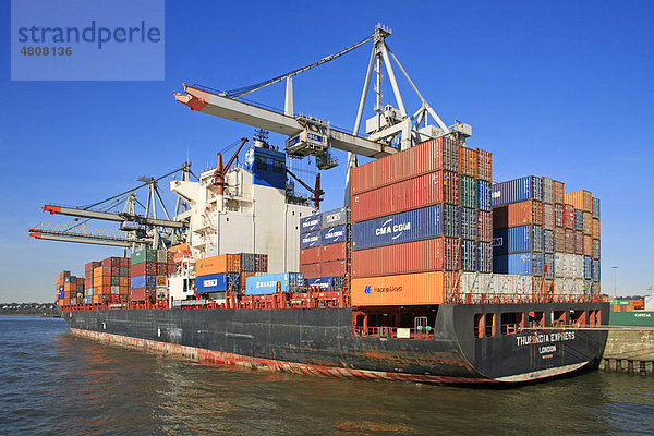 Containerschiff im Containerhafen  Hamburg  Deutschland  Europa