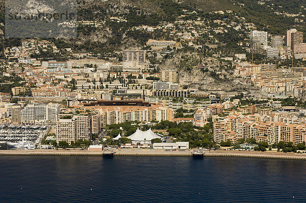 Luftaufnahme  Stadtviertel Fontvieille  Monaco  Cote d'Azur  Europa