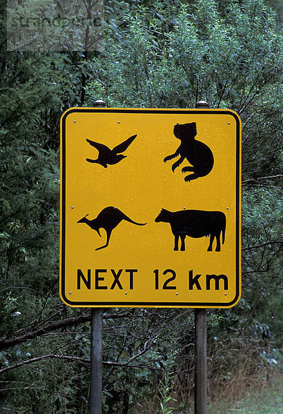 Wild-Warnschild  Bundesstaat Victoria  Australien
