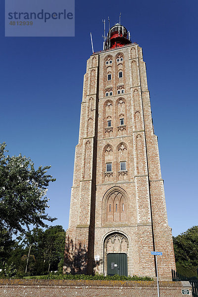 Historischer Kirchturm  als Leuchtturm genutzt  Westkapelle  Walcheren  Provinz Zeeland  Niederlande  Benelux  Europa