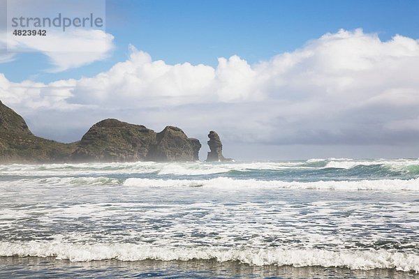 Neuseeland  Nordinsel  Blick auf Piha Strand mit Tasman Meer