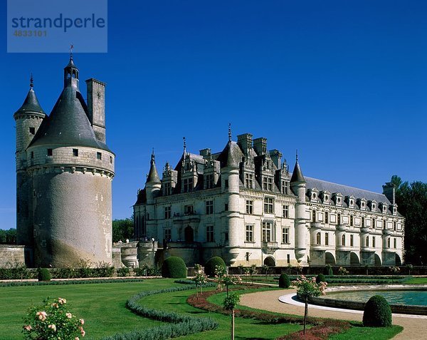 Frankreich Europa Urlaub Wohnhaus Reise Garten Nachbarschaft Sehenswürdigkeit Palast Schloß Schlösser Chenonceaux Tourismus