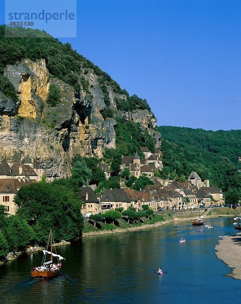 Boote  Dordogne  Frankreich  Europa  Gageac  Urlaub  Landmark  Berg  Fluss  Roque  Tourismus  Reisen  Urlaub
