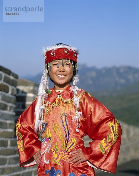 Asien  Peking  Peking  China  Chinesisch  Kostüm  gekleidet  Mädchen  Great Wall Of China  großen Mauer  Erbe  Urlaub  Landmark  Mod