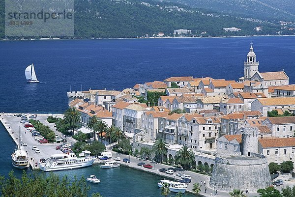 Skyline Skylines Europa Urlaub Küste Reise Stadt Insel Sehenswürdigkeit Kroatien Erbe Korcula Tourismus
