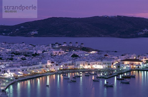 Kykladen  Griechenland  Europa  Holiday  Inseln  Landmark  Mykonos  Nacht  Tourismus  Reisen  Urlaub