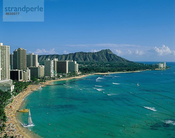 Antenne  Kopf America  Strand  Diamond  Hawaii  Holiday  Honolulu  Landmark  Oahu  Tourismus  Reisen  USA  USA  Urlaub