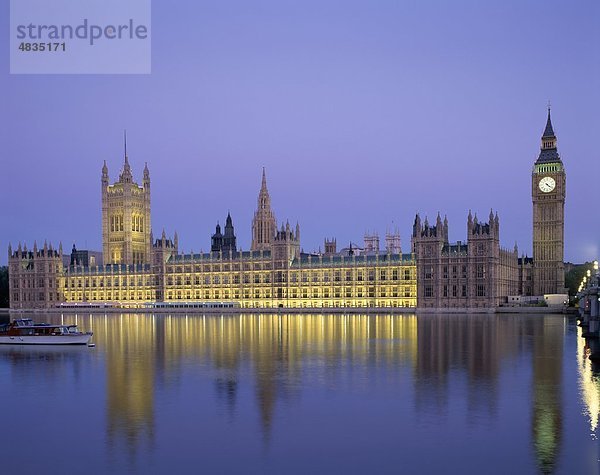 Urlaub Nacht Großbritannien London Hauptstadt Sehenswürdigkeit Big Ben England Erbe Houses of Parliament Tourismus