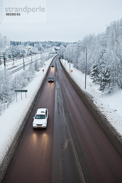 Winter Auto Straße Bewegung