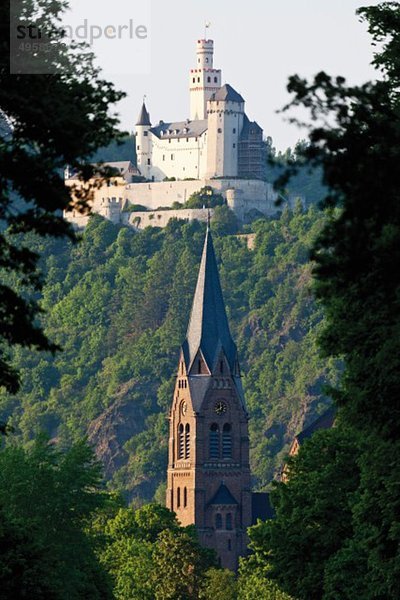Europa  Deutschland  Rheinland-Pfalz  Blick auf Schloss marksburg