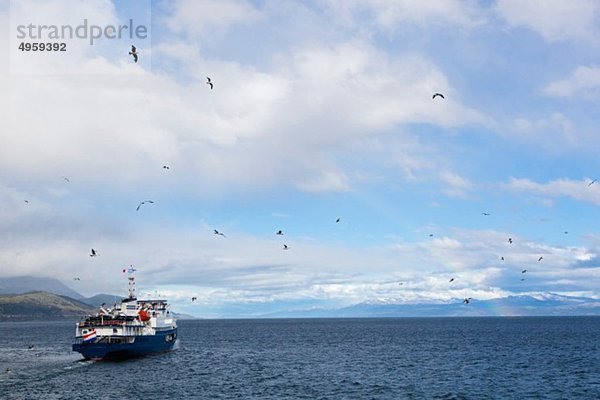 Südamerika  Argentinien  Atlantik  Feuerland  Beagle-Kanal  Eisbrecher-Kreuzfahrtschiff in Richtung Antarktis