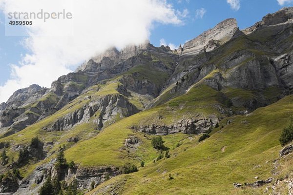 Schweiz  Wallis  Leukerbad  Blick auf die Berge