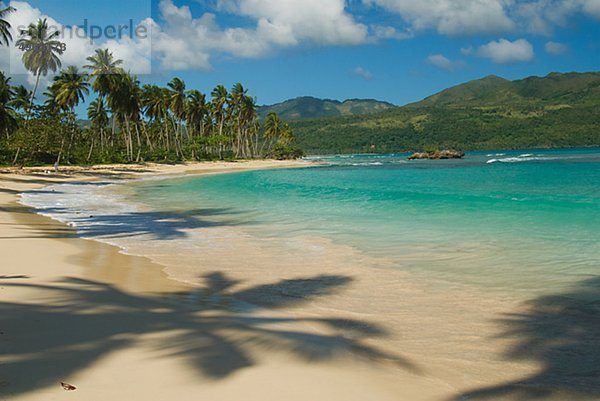 Blick auf Strand mit Palmen im Hintergrund