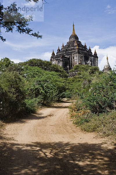 Bagan  Myanmar  Schotterstraße zum alten Tempel