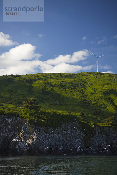 Windturbine Windrad Windräder Berg Planung Sommer Wind Säule Insel