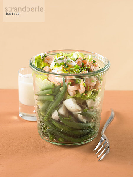 Garnelen und grüne Bohnen Salat