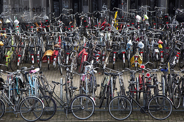 Eine große Gruppe von geparkten Fahrrädern