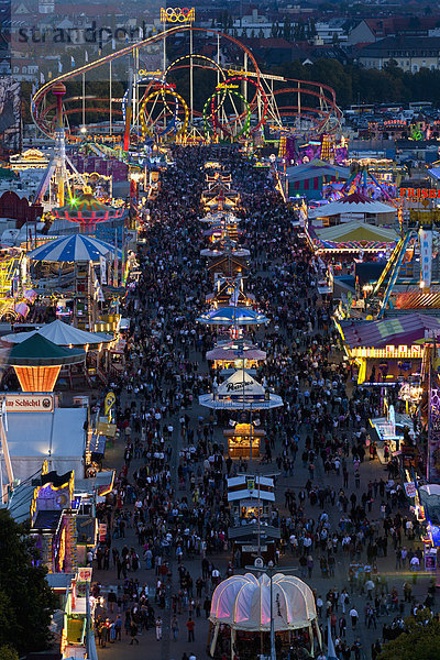 Deutschland  Bayern  München  Blick auf das Oktoberfest bei Nacht