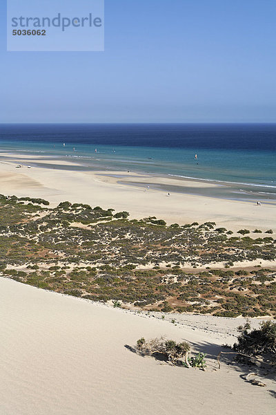 Spanien  Kanarische Inseln  Fuerteventura  Jandia  Düne in Risco del Paso  Blick auf Sotavento Strand