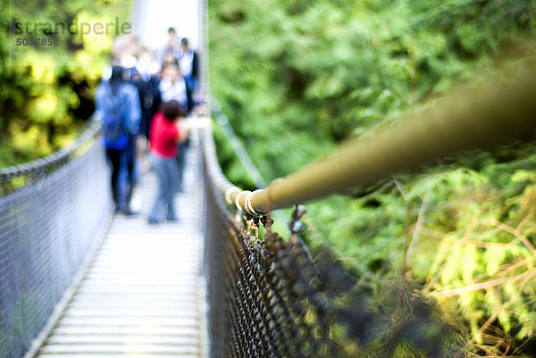 Menschen auf Lynn Canyon Suspension Bridge  Lynn Canyon Park  North Vancouver  b.c.  Kanada