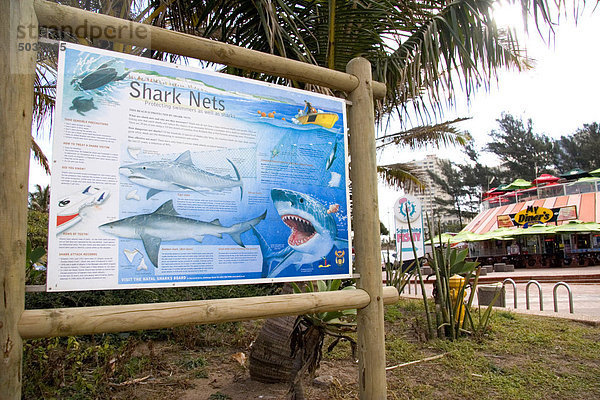 Shark net Zeichen  Durban  Südafrika