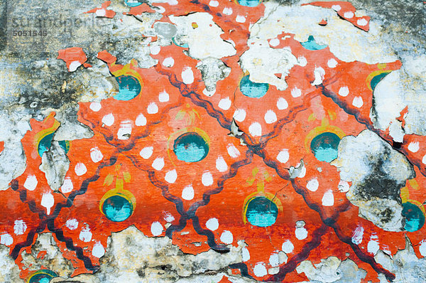 Peeling malen Detail auf Tempelmauer  Trichy  Tamil Nadu