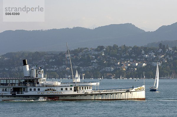 Schweiz  Zürich  Paddler Boot auf dem See