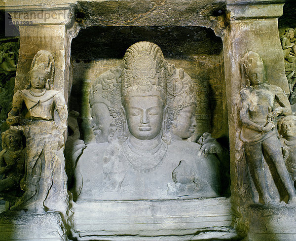 Indien  Mahârâshtra  Mumbai (Bombay)  Elephanta Höhlen  drei geleitet Shiva