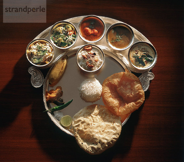 Indien  'Thali' Indian Mahlzeit typisch für Madras