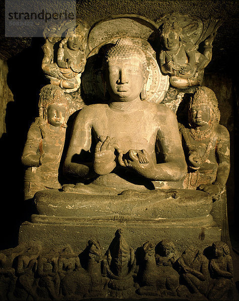Predigt Buddha  Höhle 1  Ajanta  Indien