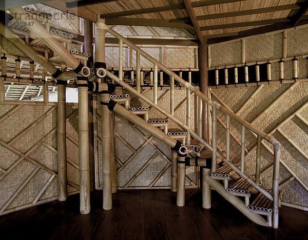 Indonesien Bali. Detail eines Bambus-Hauses