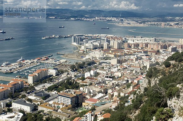 Hafen Großbritannien Ansicht Luftbild Fernsehantenne Gibraltar