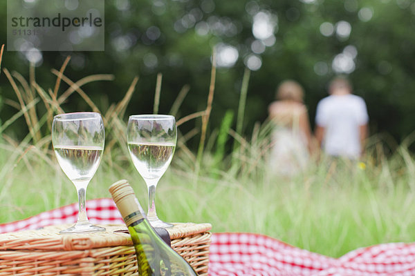 Gläser Wein beim Picknick