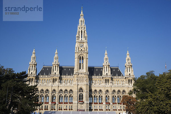 Österreich  Wien  Rathaus  Rathaus  Detail von den Hauptturm  der Rathaus City Hall  wurde von Friedrich von Schmidt entworfen.