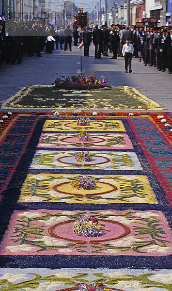 Blume Teppichboden Teppich Teppiche Asche Guatemala Prozession Mittwoch