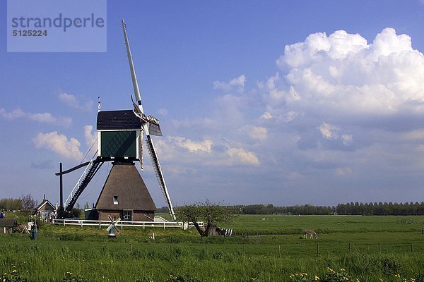 Europa  Niederlande  Oud Alblas Village  Windmühle