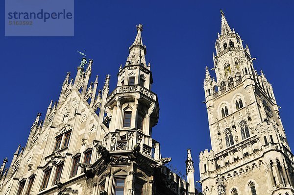 Europa  Deutschland  Bayern  München  Blick auf das neugotische Rathaus gegen den klaren Himmel