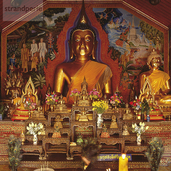 Buddhafigur in Tempel  Wat Phra Doi Suthep  Chig Mai  Thailand