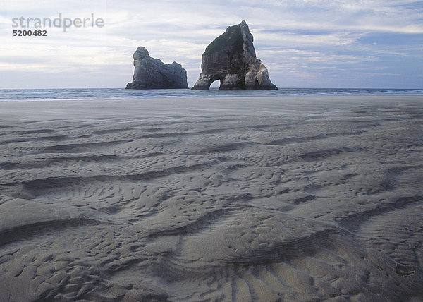 Felsen an flacher Küste  Neuseeland  Südinsel