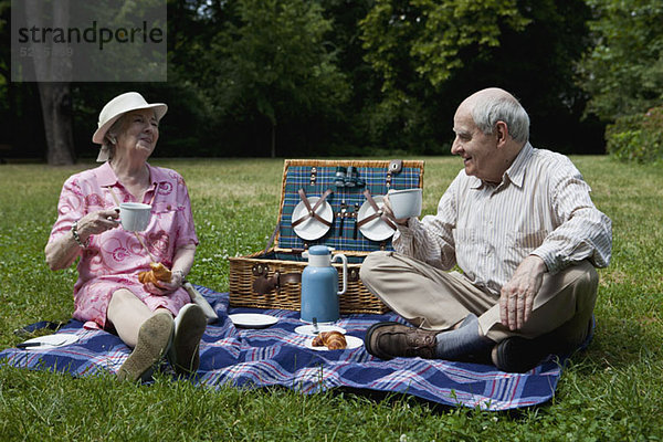 Seniorenpaar beim Picknick im Park