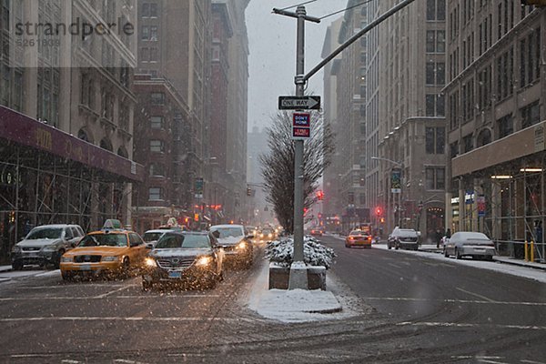 New York Verkehr während blizzard