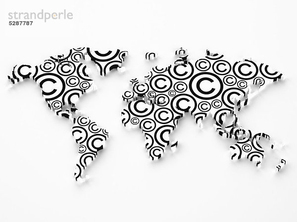 Copyright-Symbole in Form einer Weltkarte