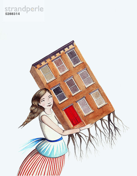 Frau tragen Wohnhaus Wurzel