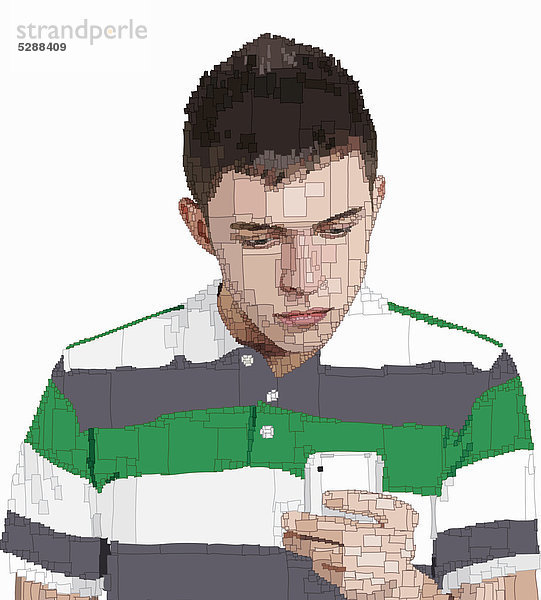 Junger Mann schreibt eine SMS