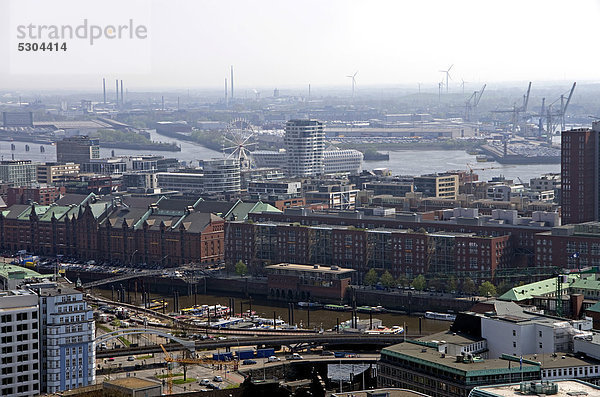 Luftbild der Speicherstadt  Hafen  Hafencity  Hamburg  Deutschland  Europa
