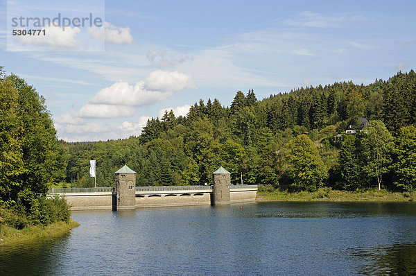 Fürwiggetalsperre  Stausee  Staumauer  Meinerzhagen  Naturpark Ebbegebirge  Sauerland  Nordrhein-Westfalen  Deutschland  Europa  ÖffentlicherGrund