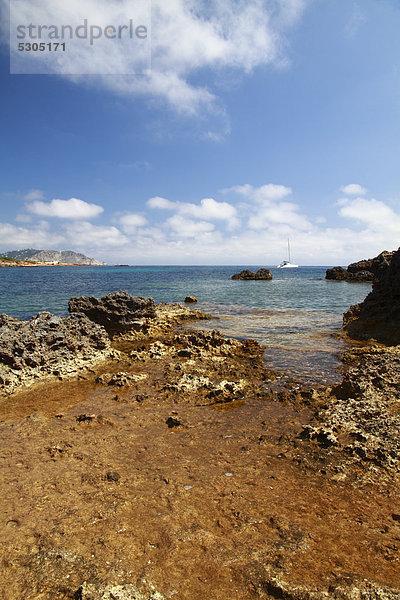 Steinstrand von Pou d'es Lleo  Ibiza  Spanien  Europa