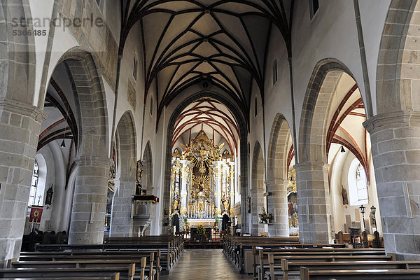 Innenansicht  Marienmünster Chammünster  als Kloster 739 gegründet  Chammünster  Bayern  Deutschland  Europa